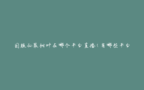 国服孙策树叶在哪个平台直播(有哪些平台提供直播服务)