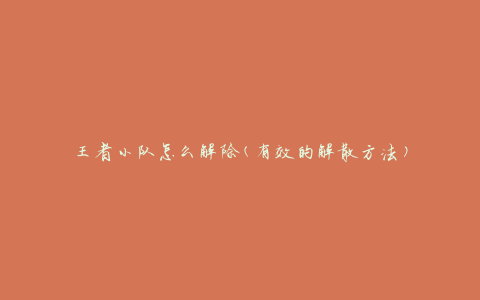 王者小队怎么解除(有效的解散方法)