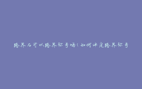 跨界石可以跨界称号吗(如何评定跨界称号的标准)