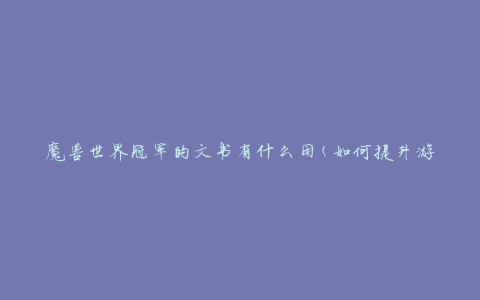 魔兽世界冠军的文书有什么用(如何提升游戏声望与技能水平)