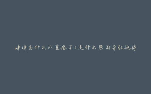峥峥为什么不直播了(是什么原因导致她停止直播)