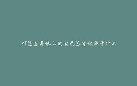 灯笼鱼身体上的发光器官起源于什么