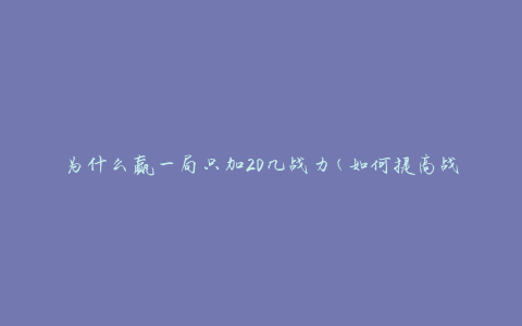 为什么赢一局只加20几战力(如何提高战力增长速度)