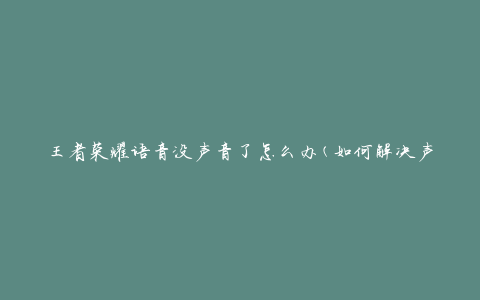 王者荣耀语音没声音了怎么办(如何解决声音消失问题)