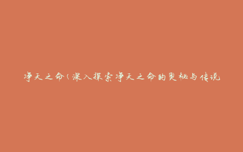 净天之命(深入探索净天之命的奥秘与传说)