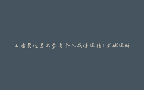 王者营地怎么查看个人战绩详情(步骤详解)