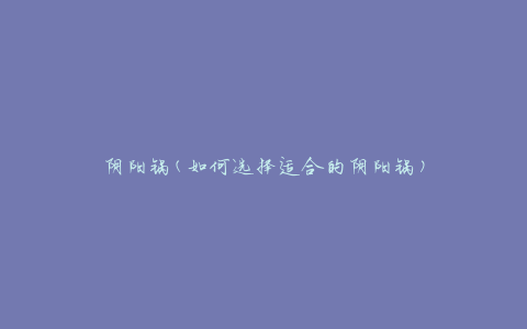 阴阳锅(如何选择适合的阴阳锅)