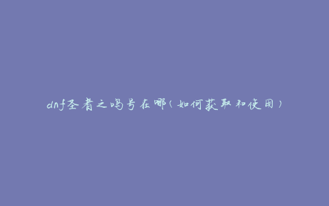 dnf圣者之鸣号在哪(如何获取和使用)