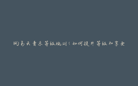 网易云音乐等级规则(如何提升等级和享受更多特权)