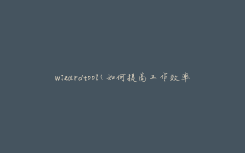 wizardtool(如何提高工作效率与效果)