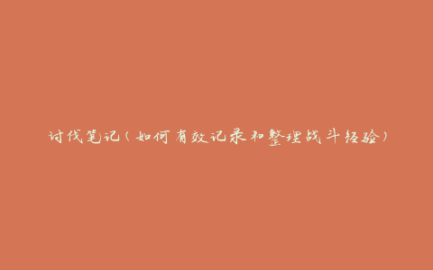 讨伐笔记(如何有效记录和整理战斗经验)