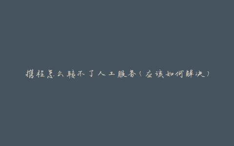 携程怎么转不了人工服务(应该如何解决)