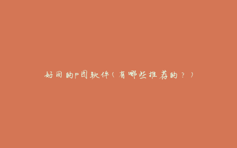 好用的p图软件(有哪些推荐的？)