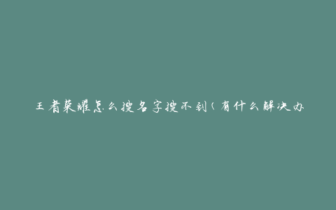 王者荣耀怎么搜名字搜不到(有什么解决办法)