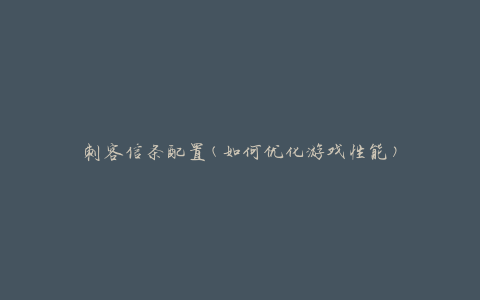 刺客信条配置(如何优化游戏性能)