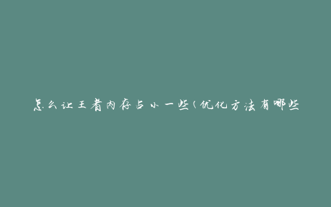 怎么让王者内存占小一些(优化方法有哪些)