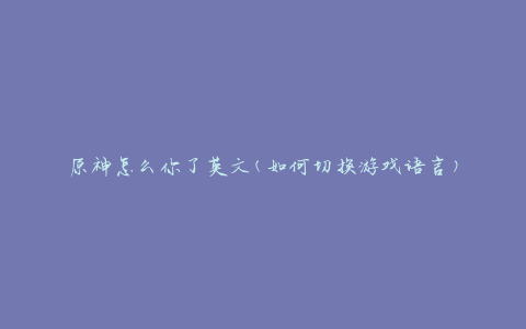 原神怎么你了英文(如何切换游戏语言)