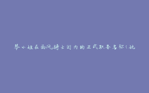 琴小姐在西风骑士团内的正式职务名称(她在团队中担任什么职位)