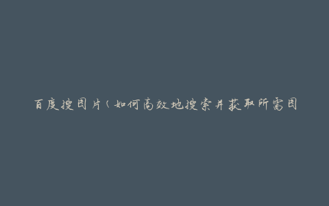 百度搜图片(如何高效地搜索并获取所需图片)