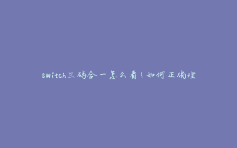 switch三码合一怎么看(如何正确理解和应用)