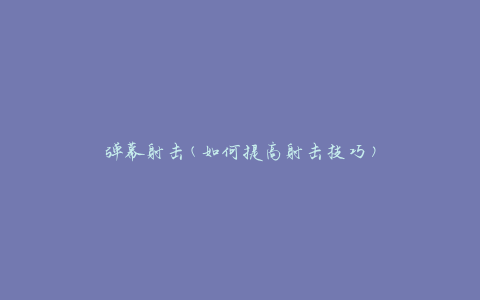 弹幕射击(如何提高射击技巧)