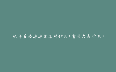 快手直播峥峥原名叫什么(曾用名是什么)
