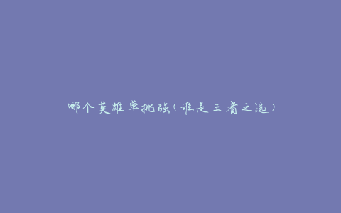 哪个英雄单挑强(谁是王者之选)