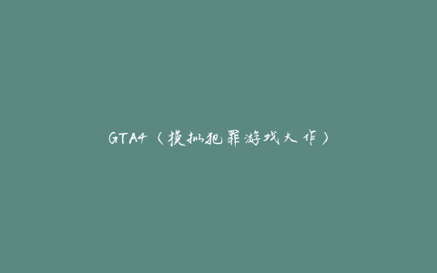 GTA4（模拟犯罪游戏大作）