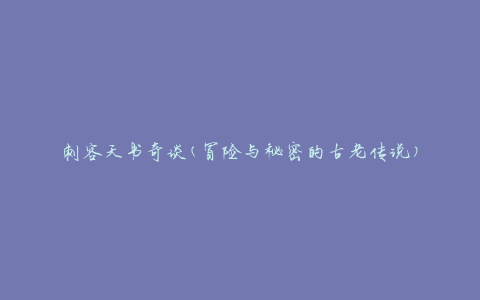 刺客天书奇谈(冒险与秘密的古老传说)