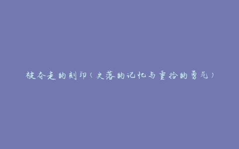 被夺走的刻印(失落的记忆与重拾的勇气)
