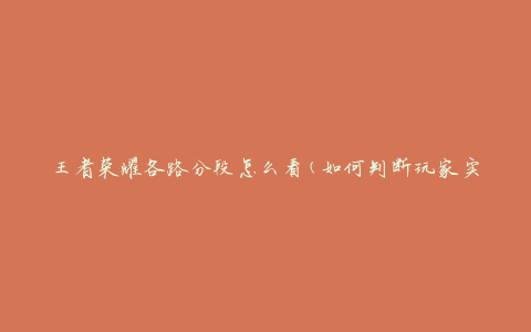 王者荣耀各路分段怎么看(如何判断玩家实力水平)