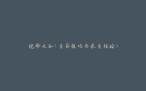 绝命之谷(生存技巧与求生经验)