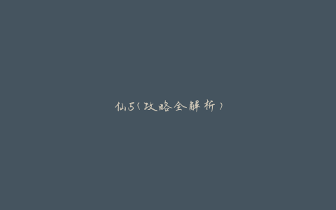 仙5(攻略全解析)