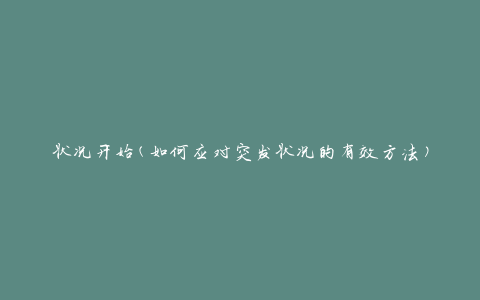 状况开始(如何应对突发状况的有效方法)