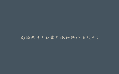 高级战争(全面升级的战略与战术)