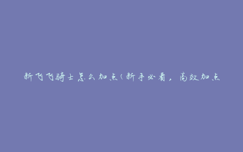 新飞飞骑士怎么加点(新手必看，高效加点攻略)