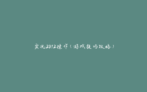 实况2012操作(游戏技巧攻略)
