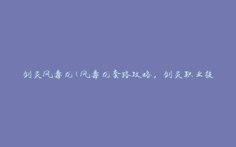 剑灵风毒龙(风毒龙套路攻略，剑灵职业技能解析)