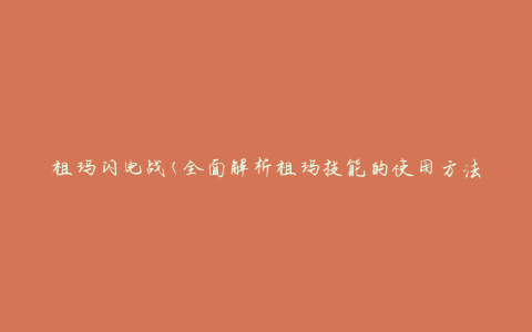 祖玛闪电战(全面解析祖玛技能的使用方法)