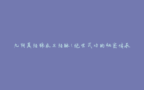 九阴真经锦衣卫经脉(绝世武功的秘密传承)