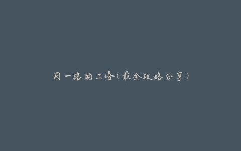 同一路的二塔(最全攻略分享)