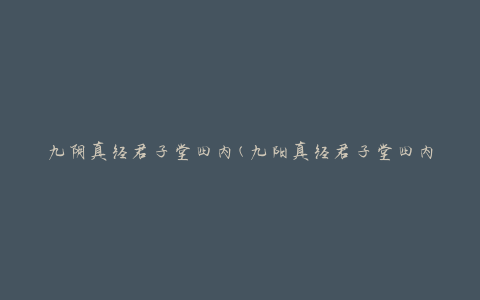 九阴真经君子堂四内(九阳真经君子堂四内功心法详解)