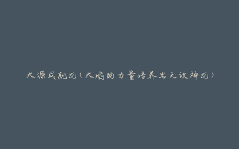 火源成就龙(火焰的力量培养出无敌神龙)