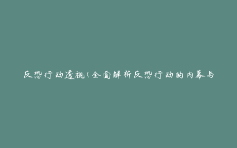 反恐行动透视(全面解析反恐行动的内幕与技巧)