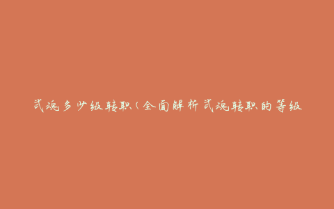武魂多少级转职(全面解析武魂转职的等级要求与技巧)