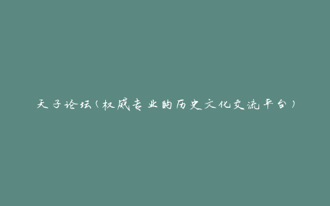 天子论坛(权威专业的历史文化交流平台)