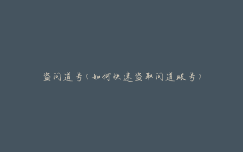 盗问道号(如何快速盗取问道账号)