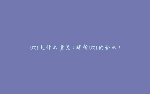 UZI是什么意思(解析UZI的含义)