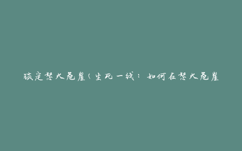 锁定怒火危崖(生死一线：如何在怒火危崖中保持冷静)