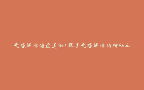 光隙解语海德莲伽(探寻光隙解语的神秘之旅)